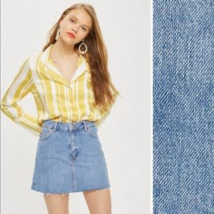 Topshop Cut-Off Moto Denim Skirt